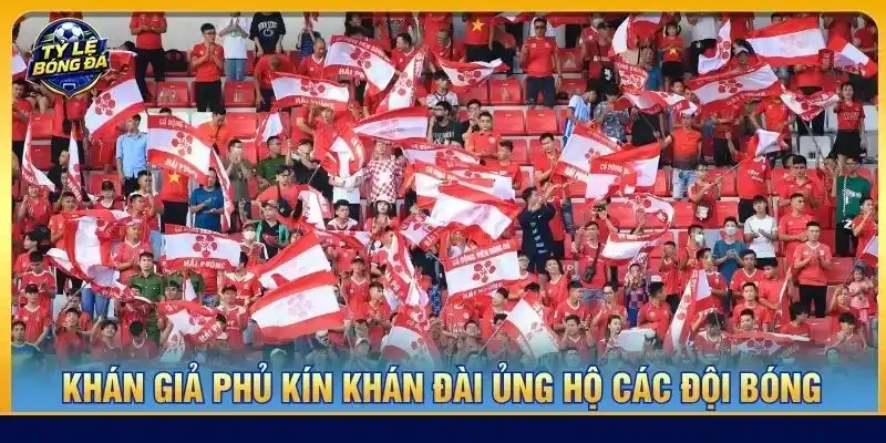 Khán giả phủ kín khán đài ủng hộ các đội bóng